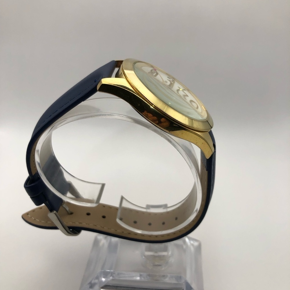 Betsey Johnson Women’s Watch New Dark Navy Blue Band (New Battery) Gold Bezel - Picture 7 of 12